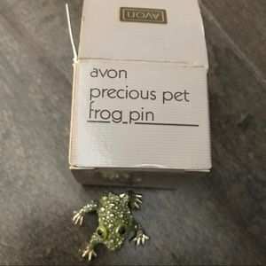 Avon Precious Pet Rhinestone Frog Pin with Box